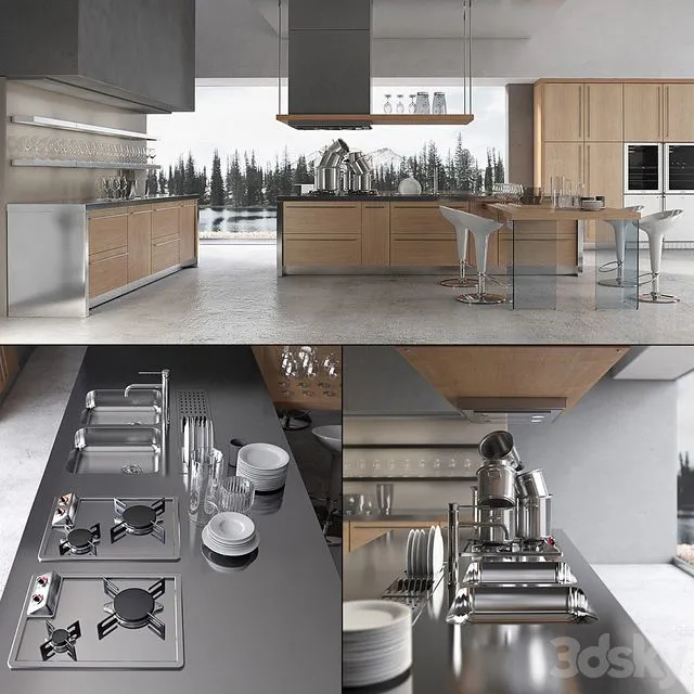 Contemporary kitchen 02 3D Model