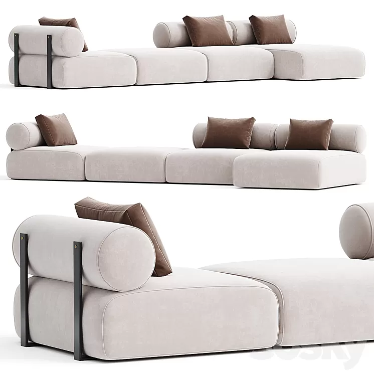 Contemporary Modular System Black Steel 3D Model Free