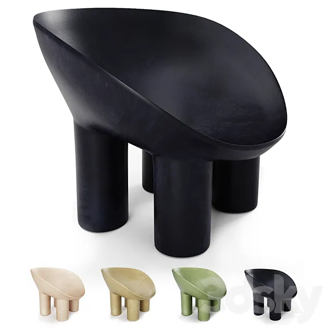 Contemporary Raw Fiberglass Chair Roly-Poly Chair by Faye Toogood 3D Model