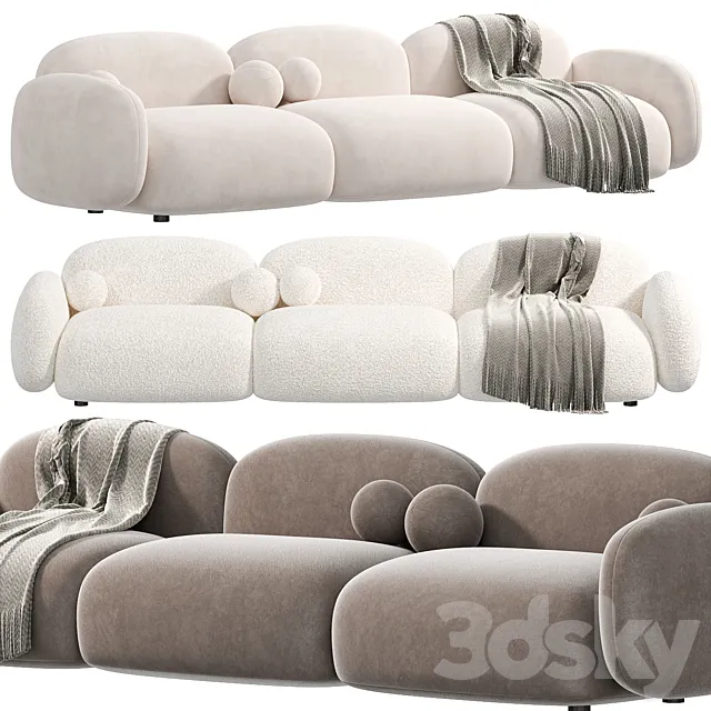 Contemporary Standard Sofa Sewn Pillow Back Sofa by Litfad sofas 3D Model