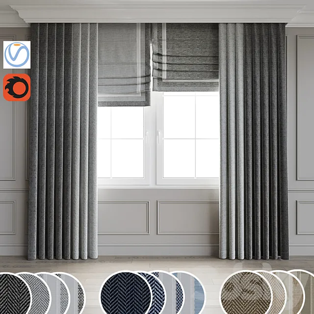 Contemporary style curtain 8 3D Model