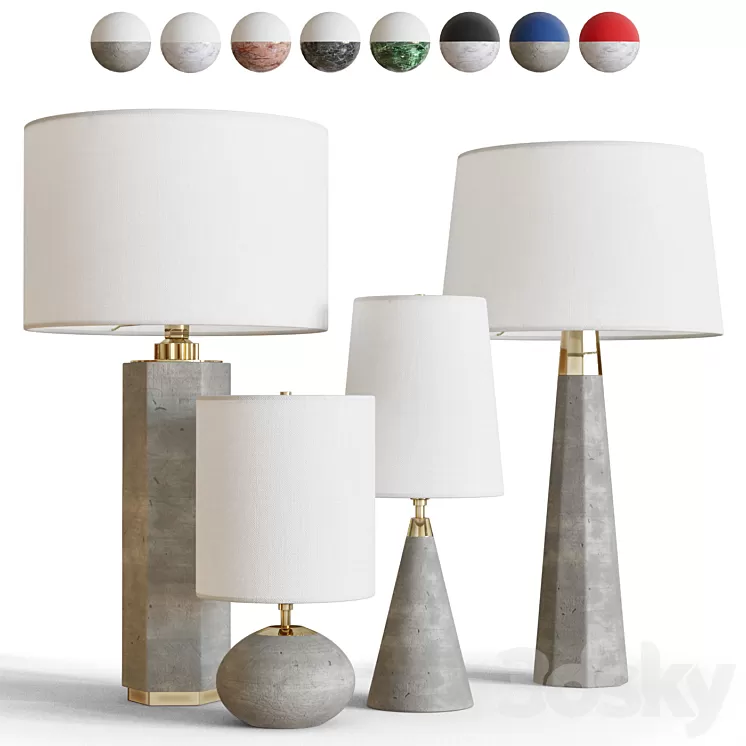 Contemporary table lamps in concrete and marble