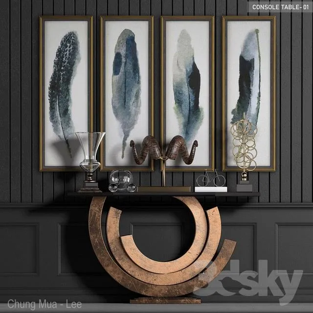 Contemporary Vintage Console Table 3D Model