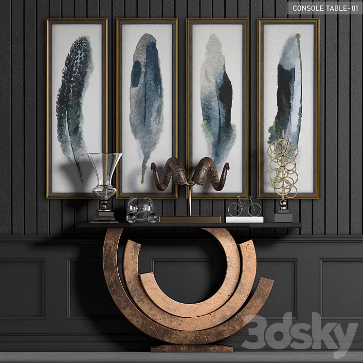Contemporary Vintage Console Table 3D Model