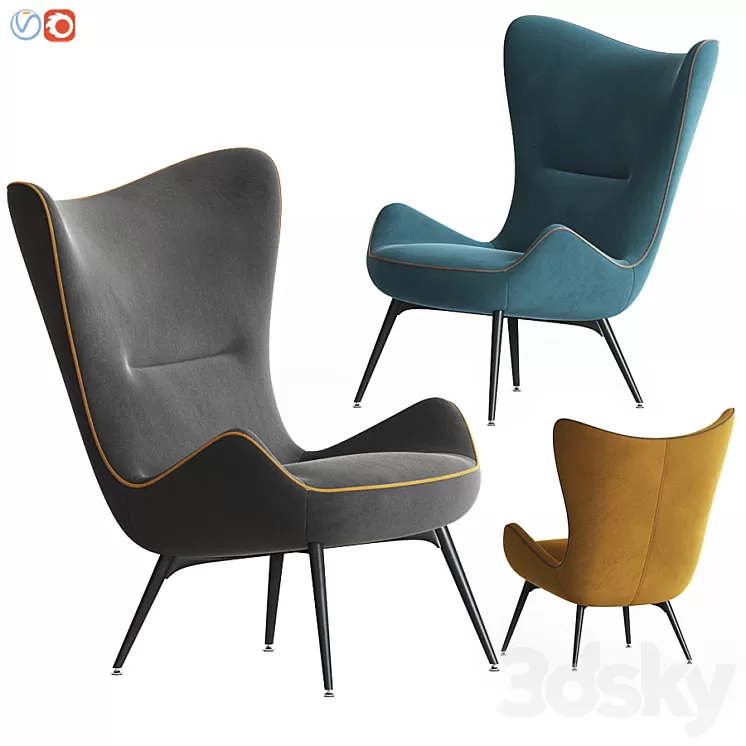 Contessa Armchair 1956 Wittmann 3D Model
