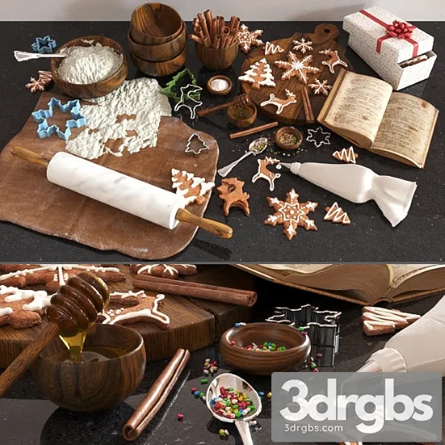 Cooking ginger cookies 3D Model Free