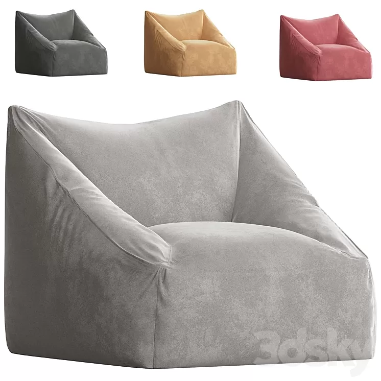 Cooper Velvet Bean Bag chair 3D Model Free