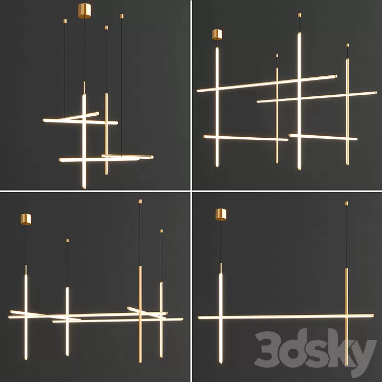 Coordinates LED Chandelier collection 3D Model