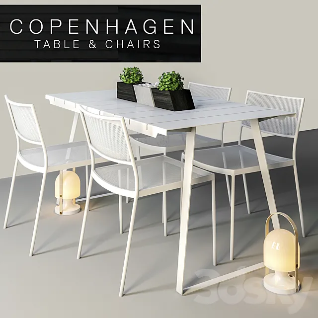 Copenhagen Chairs & Table 3DModel