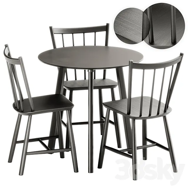 Copenhague Deux CPH 220 Table and J41 Chair by Hay 3D Model