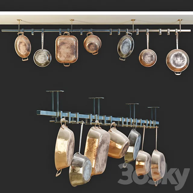 Copper dishes. cookware set copper 3DModel