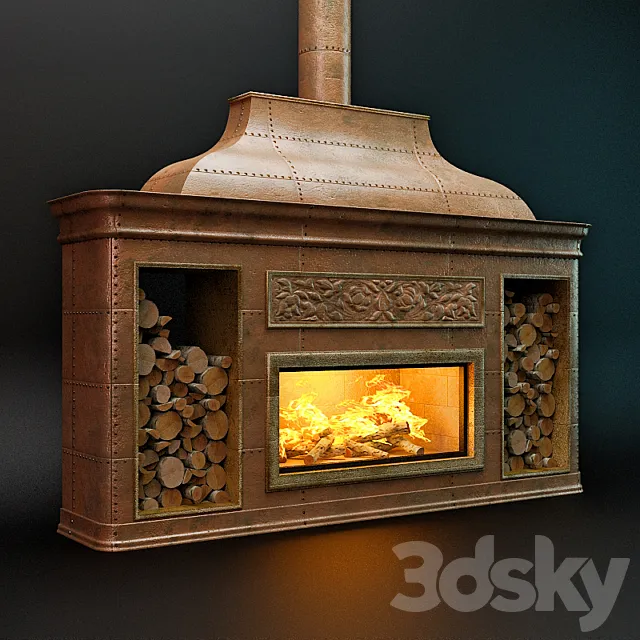 Copper fireplace 3D Model