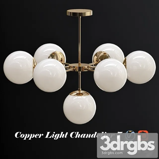 Copper light chandelier 7 3D Model Free
