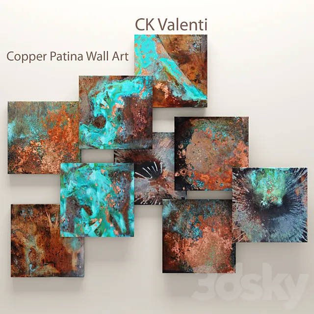 Copper Patina Wall Art. patina. abstraction. panel. copper decor. wall. metal. picture 3DModel