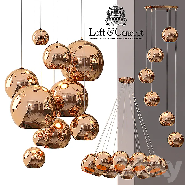 Copper Shade Chandelier 3DModel