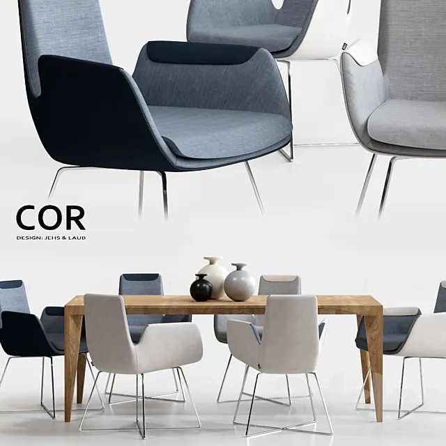 COR Cordia Stuhl and Delta Tisch Table 3DModel