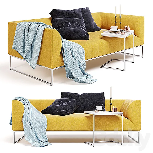 Cor Mell Sofa with Throw (firm upholstered) 3DModel