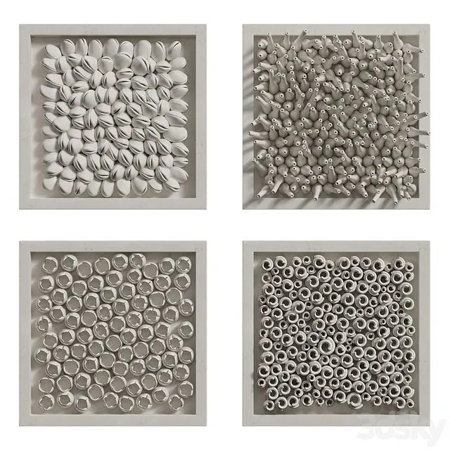 Coral Reef Wall Decoration in frames 2 3D Model