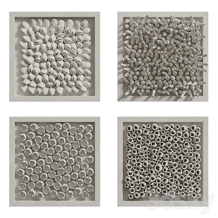 Coral Reef Wall Decoration in frames 2 3D Model Free
