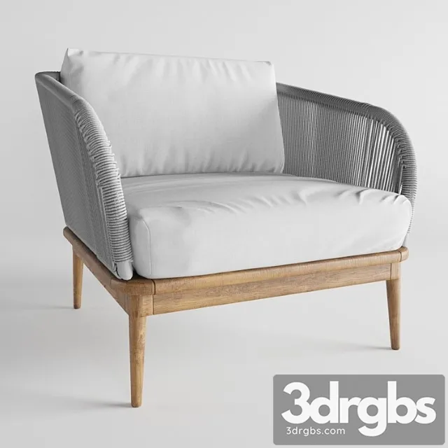 Corded weave outdoor lounge chair west elm 3D Model Free