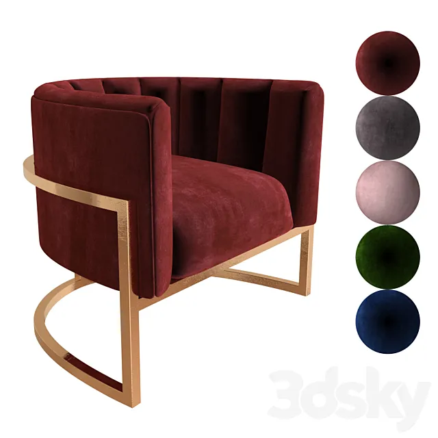 Corduroy armchair in five colors 3D Model