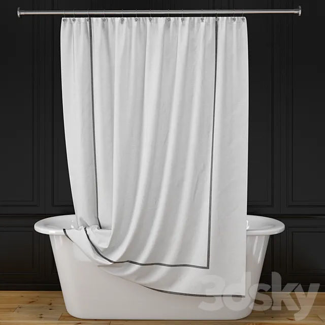 "Corey" bath + shower curtain + rail 3DModel