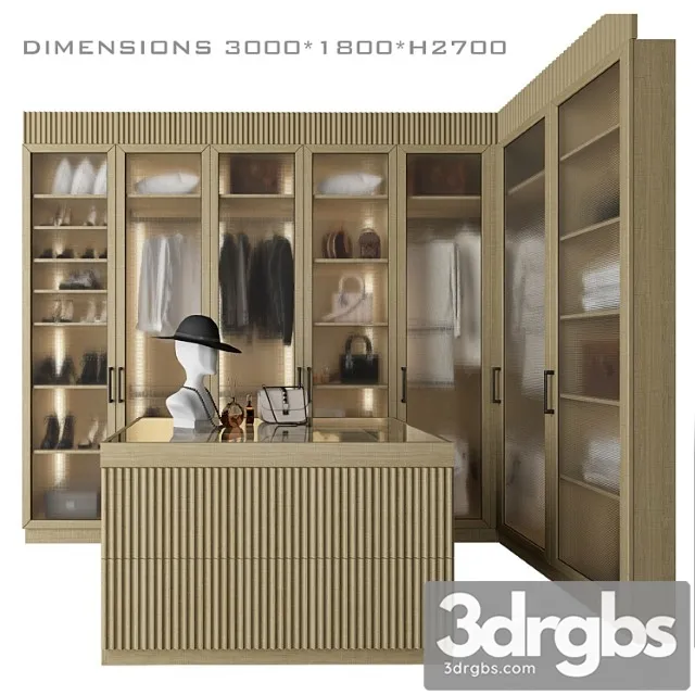 Corner dressing room with an island 3