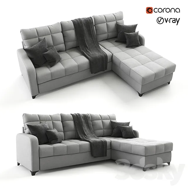 Corner. gray sofa bed Valerie. velor 3DModel