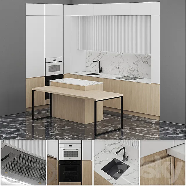 Corner Kitchen Rindr with Island Free Download