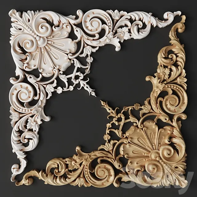 Corner pad carved N-357 3D Model