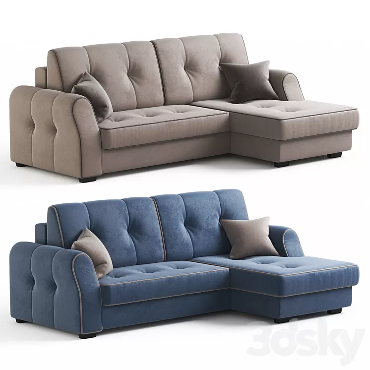 Corner sofa bed Oscar from Hoff. Beige and blue upholstery options. 3D Model