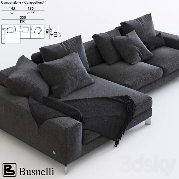 Corner sofa Busnelli 3D Model