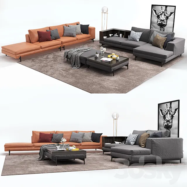 Corner sofa Ditre Italia Kim corner decor 3DModel