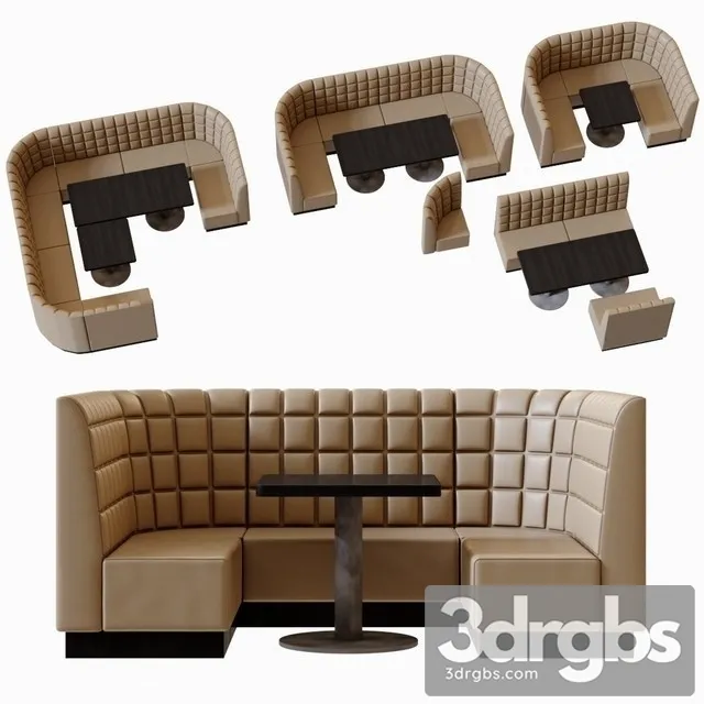 Corner Sofa For Restaurant Cafe 3D Model Free