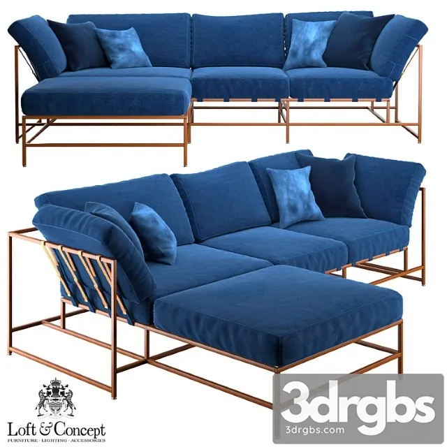 Corner Sofa Indigo Denim Andes Chopper Sectional 3D Model Free
