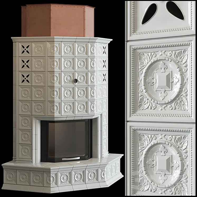 Corner stove with tiles 3D Model Free