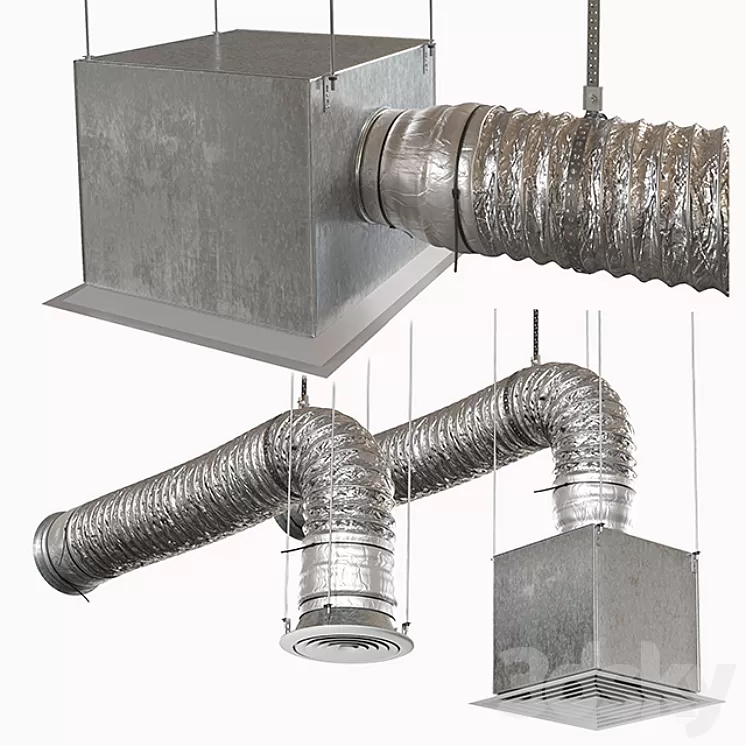 Corrugated ventilation pipe with diffuser