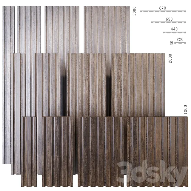 Corrugated wood panels WD5 3D Model