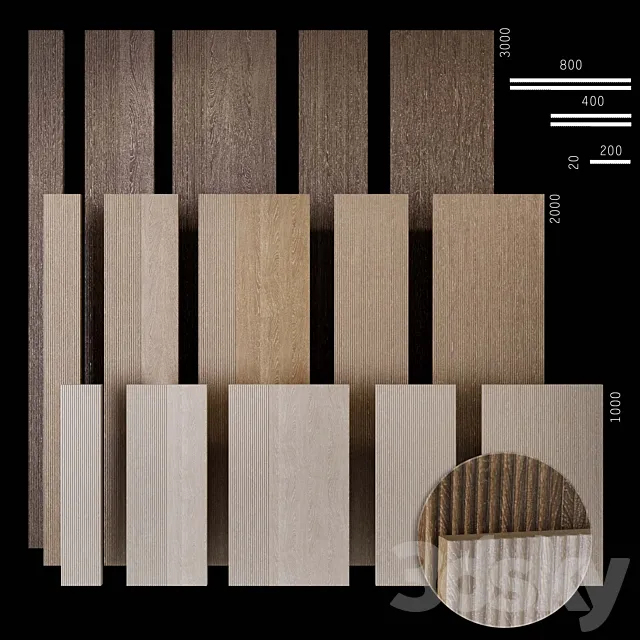 Corrugated wood panels WD9 3D Model