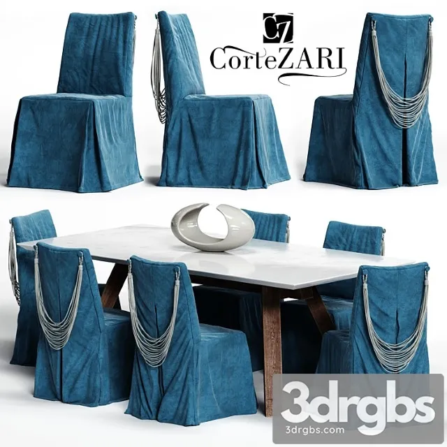Corte zari chair and soho table 2 3D Model Download