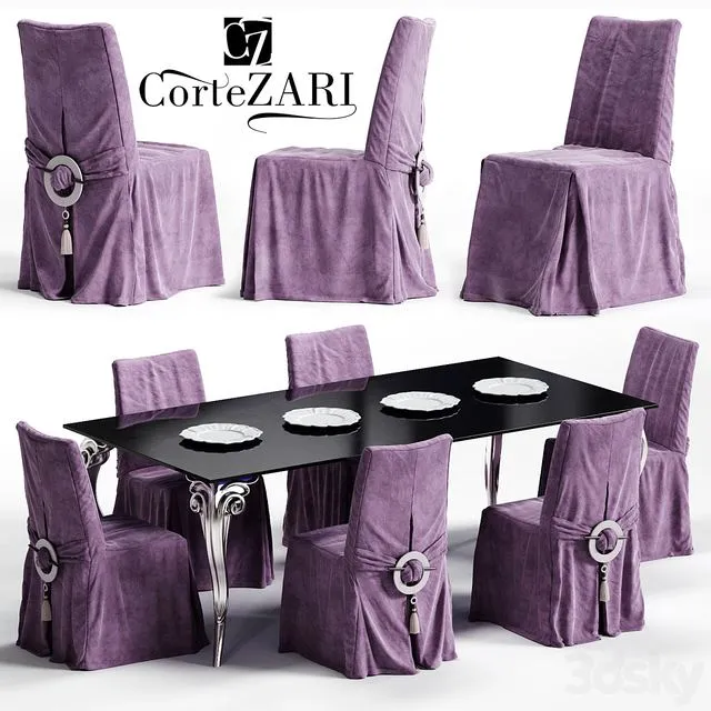 Corte ZARI Chair & ANTARES Table 3D Model