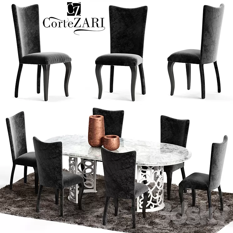 Corte Zari EVA Chair and FLORA Table 3D Model