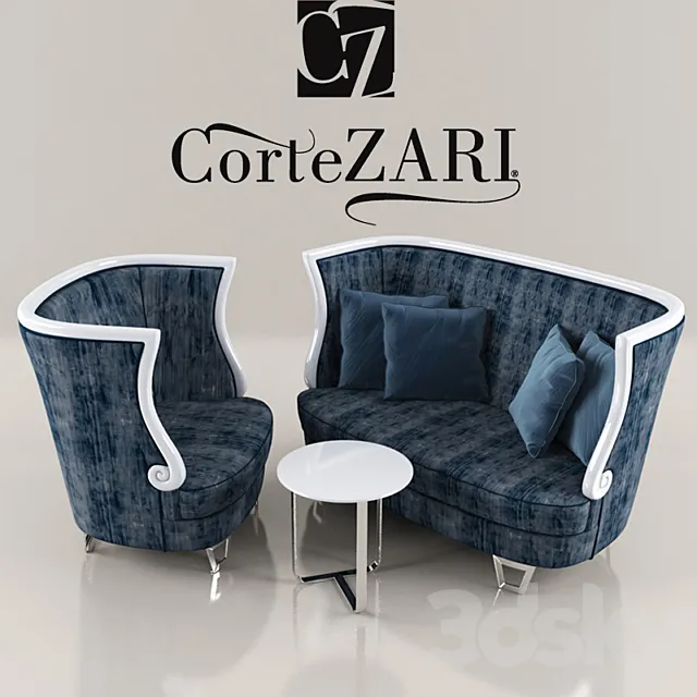 Corte Zari GAUDI sofa armchair and table 3D Model