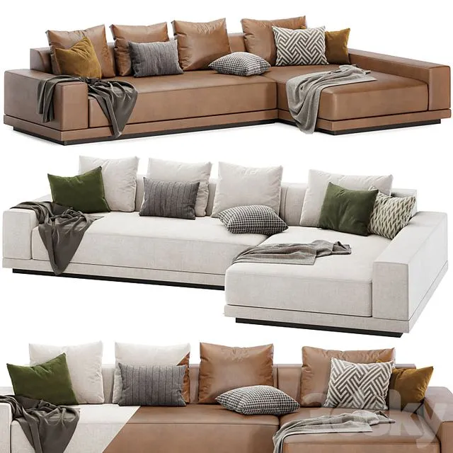 Cortona Sofa Chaise Sectional 3D Model