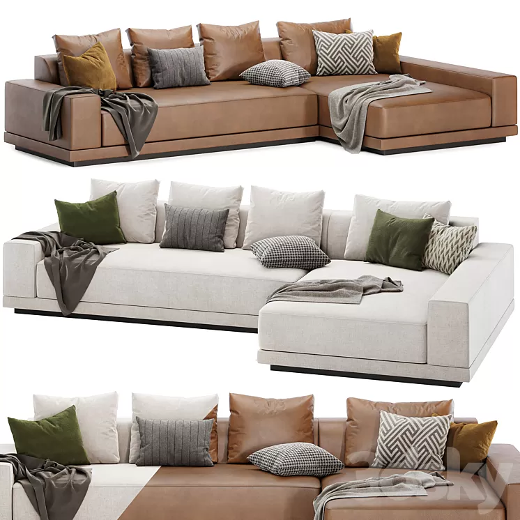 Cortona Sofa Chaise Sectional 3D Model Free