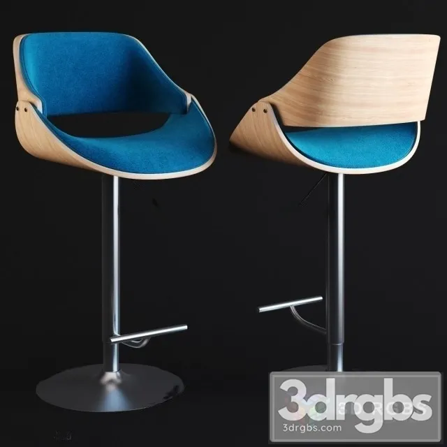 Corvus Ogden Contemporary Teal Blue Barstool 3D Model Free