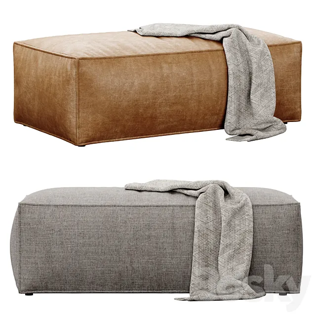 Cosima fabric and leather pouf large by bolia 3D Model