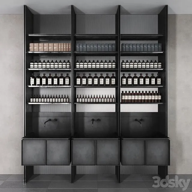 Cosmetic set glass and metal shelving 3D Model