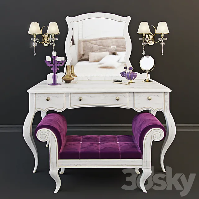 Cosmetic table with decor 3D Model