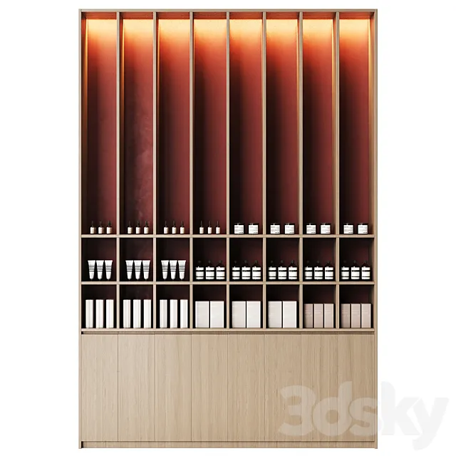 Cosmetics store cabinet with high shelves 3D Model